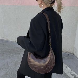 Carly brown croc saddle bag